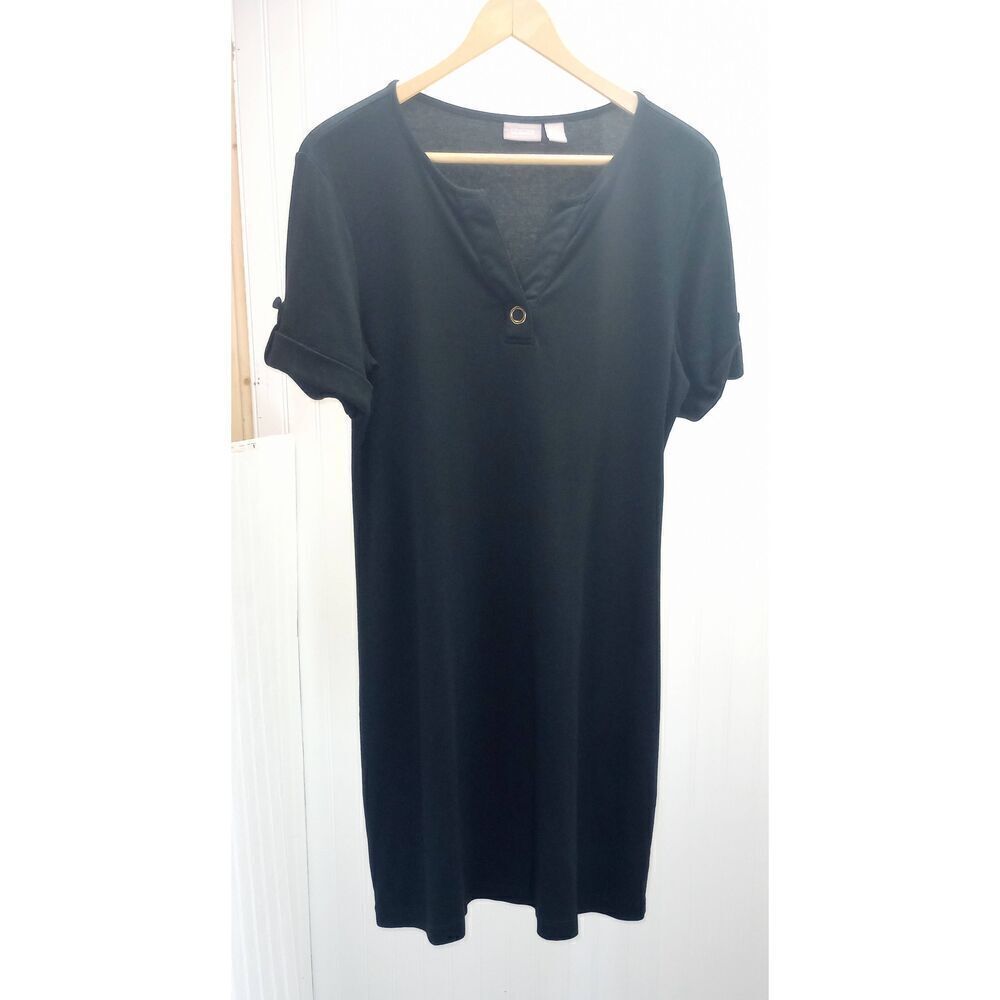 Chico's black knit sheath dress 100% cotton, Size 1 , small